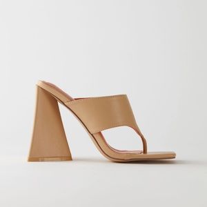 Oh Polly Tan Block Heel Sandals